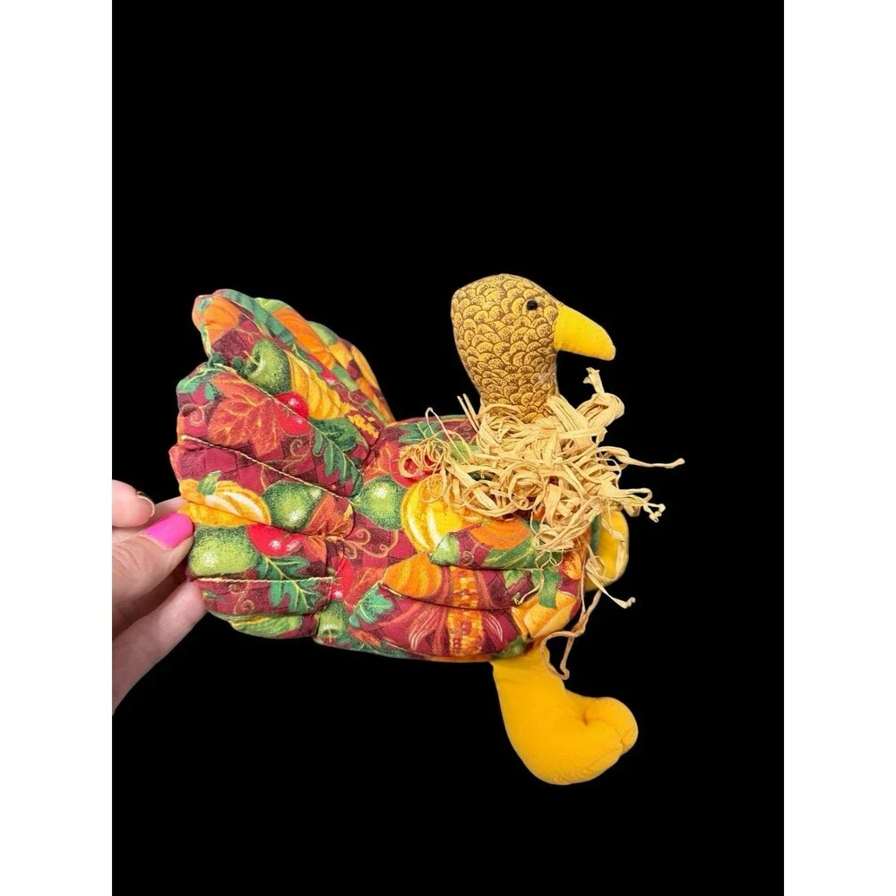 VTG Fall Harvest Turkey Shelf Sitter Fabric Decor Thanksgiving MTY International